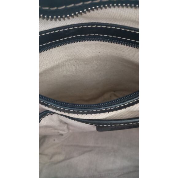 Vtg Michael Kors Satchel bag Genuine Leather Black,white stitching Zip mob wife - Picture 10 of 12